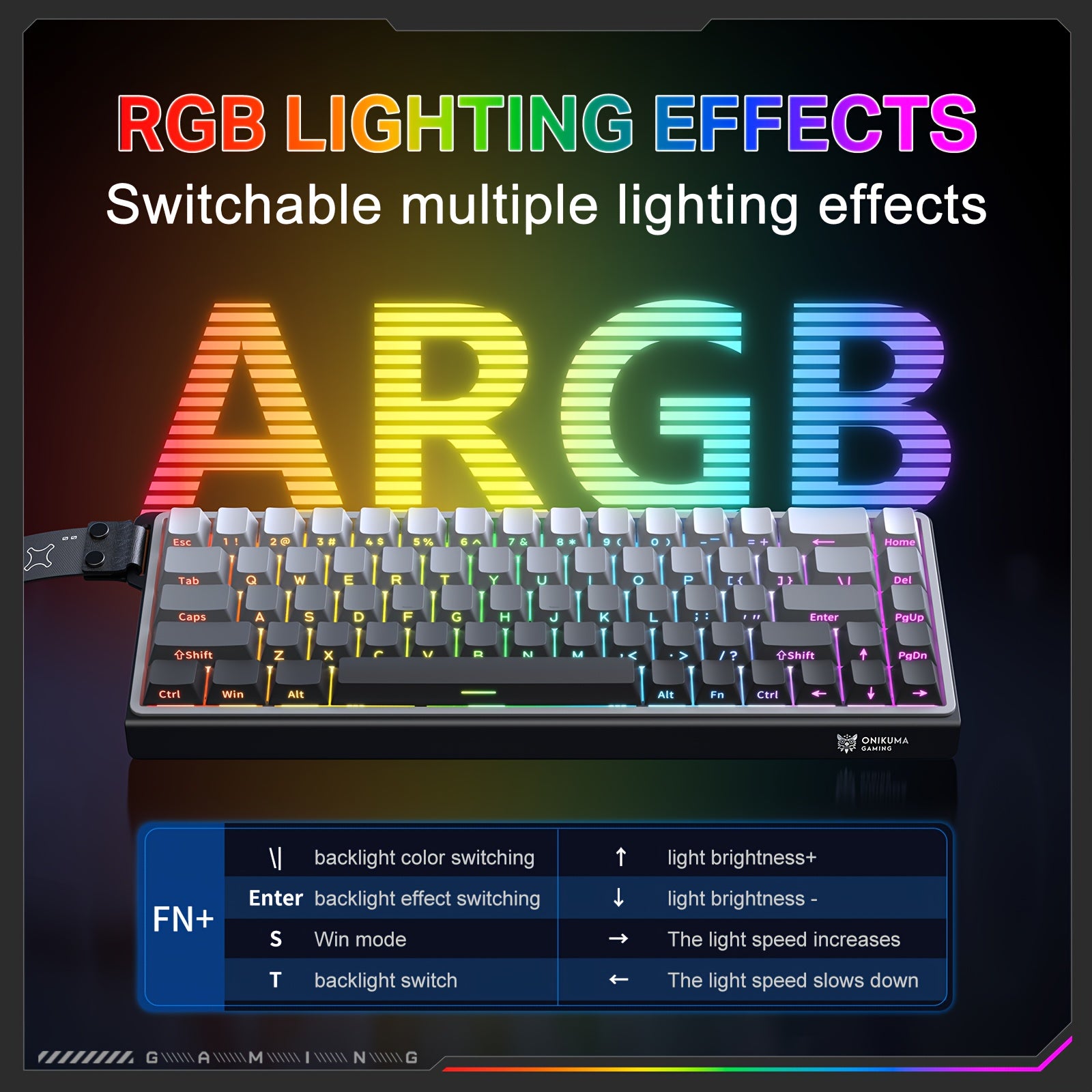 ONIKUMA Wired Mechanical PC Gaming Keyboard with RGB Backlight
