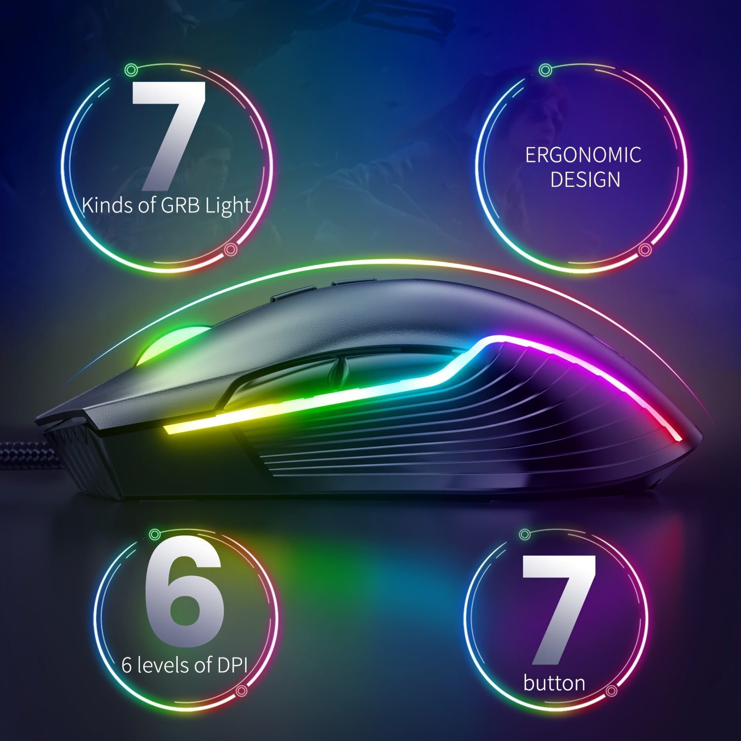 ONIKUMA Wired RGB Gaming Mouse