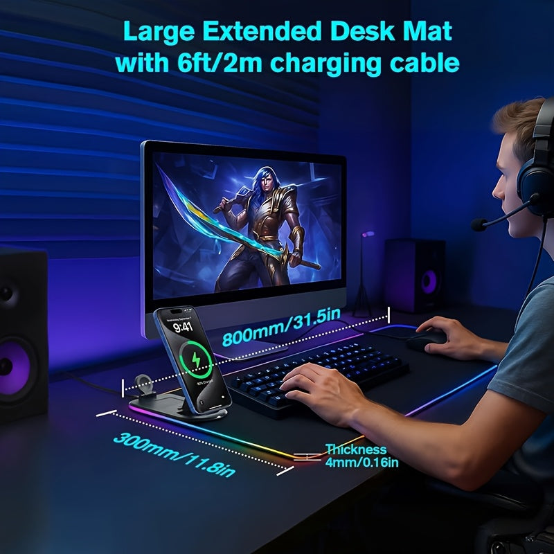 RGB Mouse Pad with a 4-in-1 Wireless Charging Station