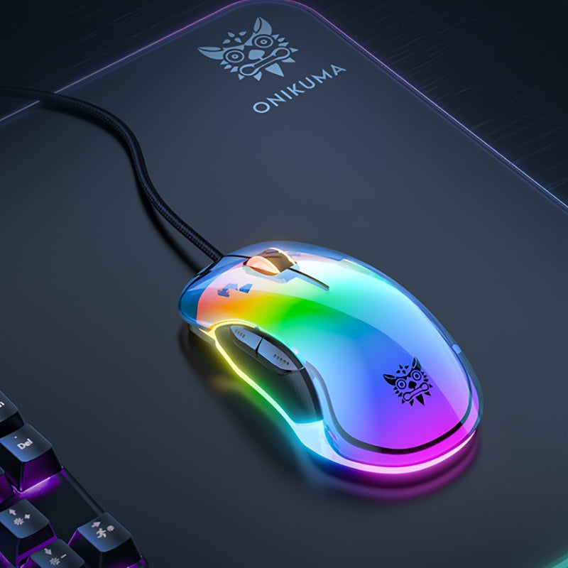 ONIKUMA RGB Transparent Wired Gaming Mouse