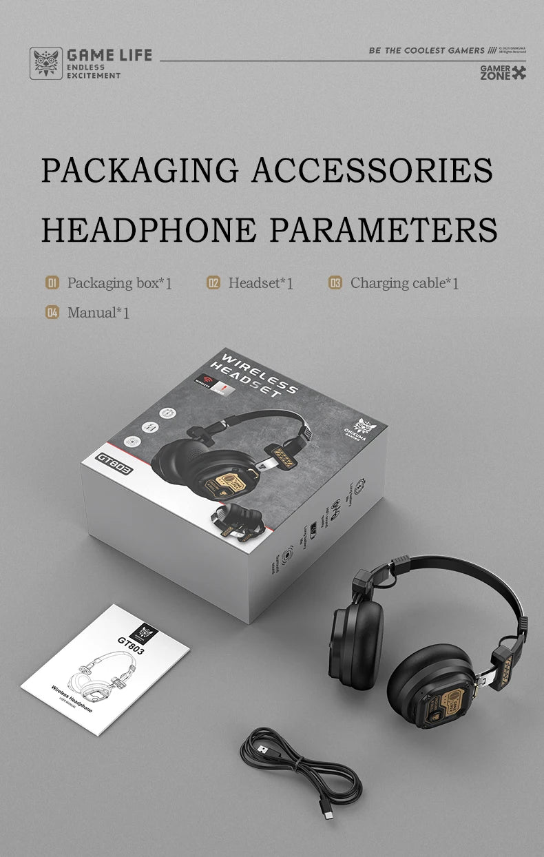 ONIKUMA GT803 Wireless Gaming Headset with Mic