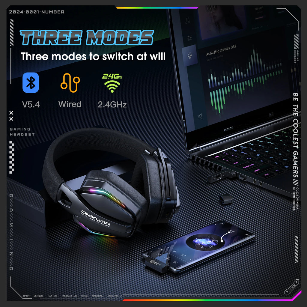 ONIKUMA GT826 Wireless Gaming Headset with Bluetooth