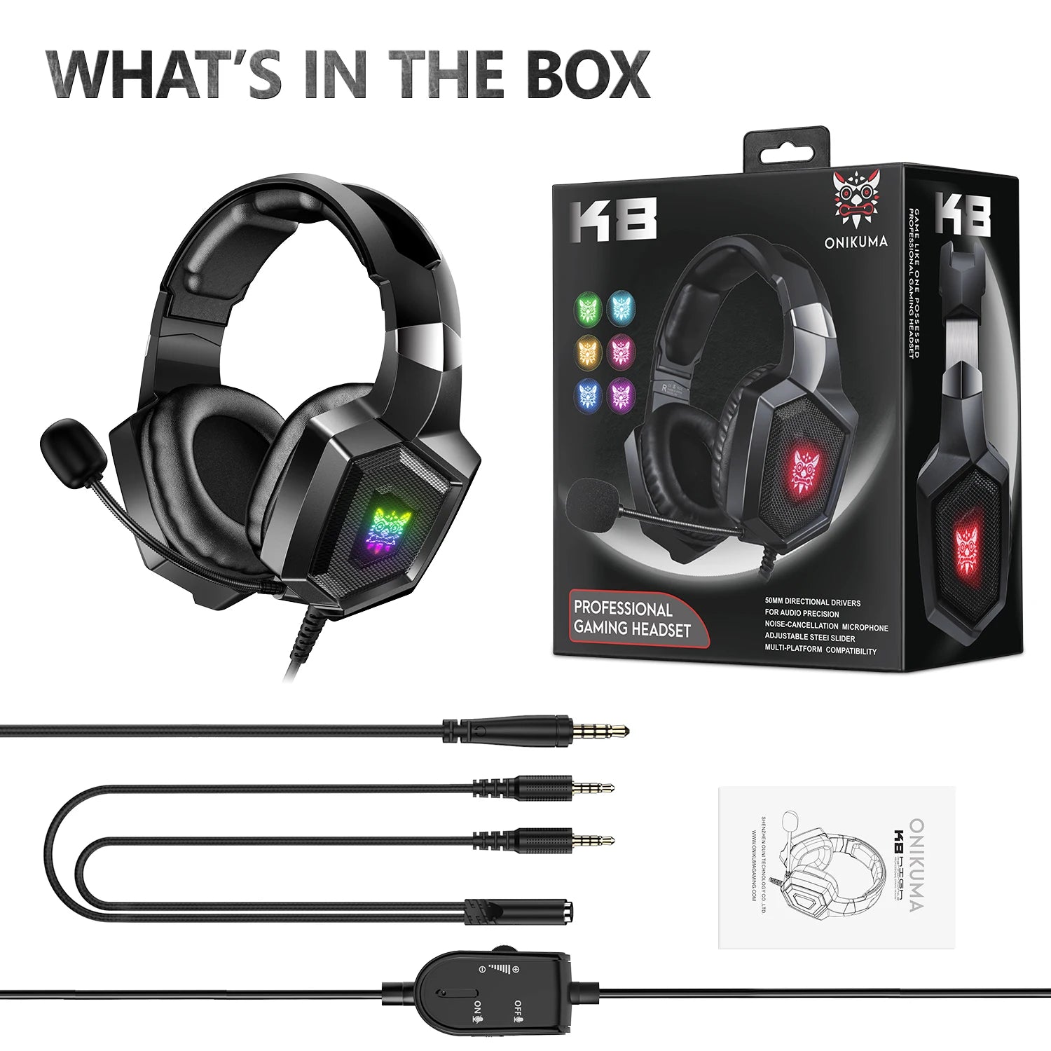 ONIKUMA Wired RGB Stereo Gaming Headphones With Mic