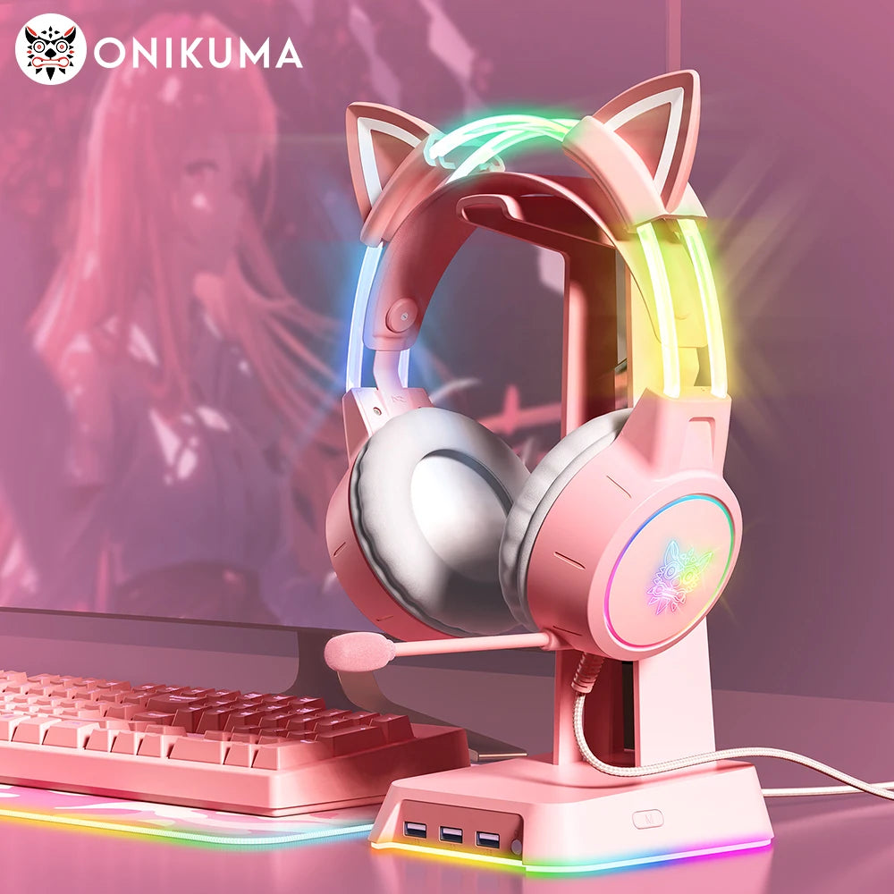 ONIKUMA X15 Wired Headphones with RGB With/Without Cat Eats