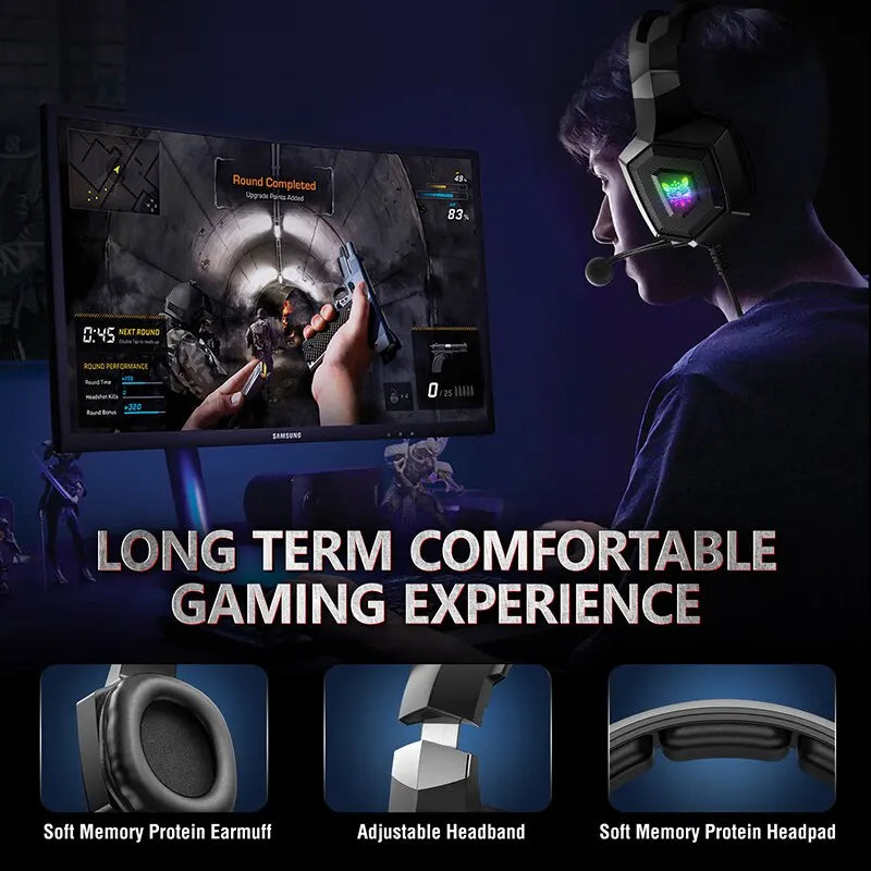 ONIKUMA Wired RGB Stereo Gaming Headphones With Mic