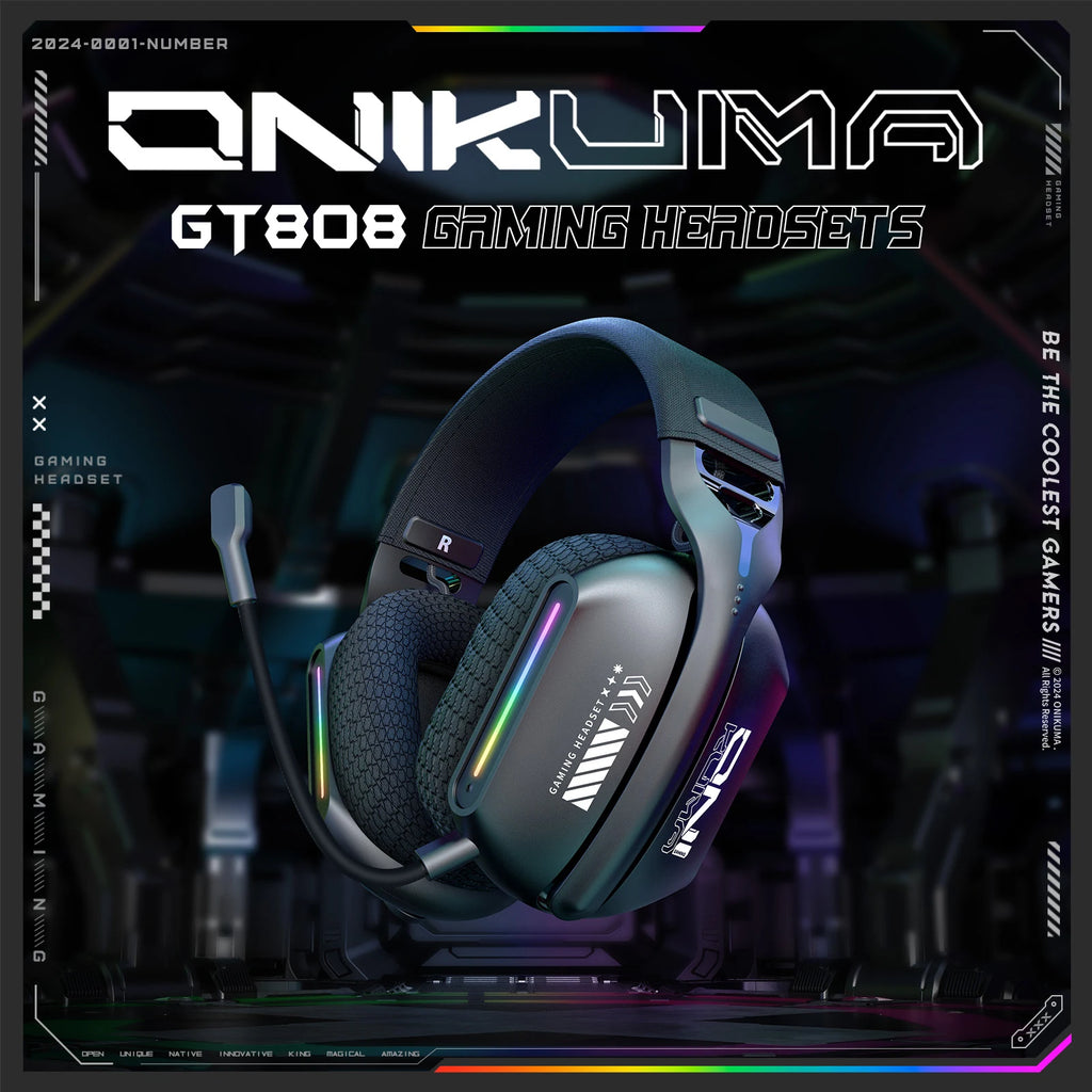 ONIKUMA GT808 Wireless RGB Gaming Headset with Mic