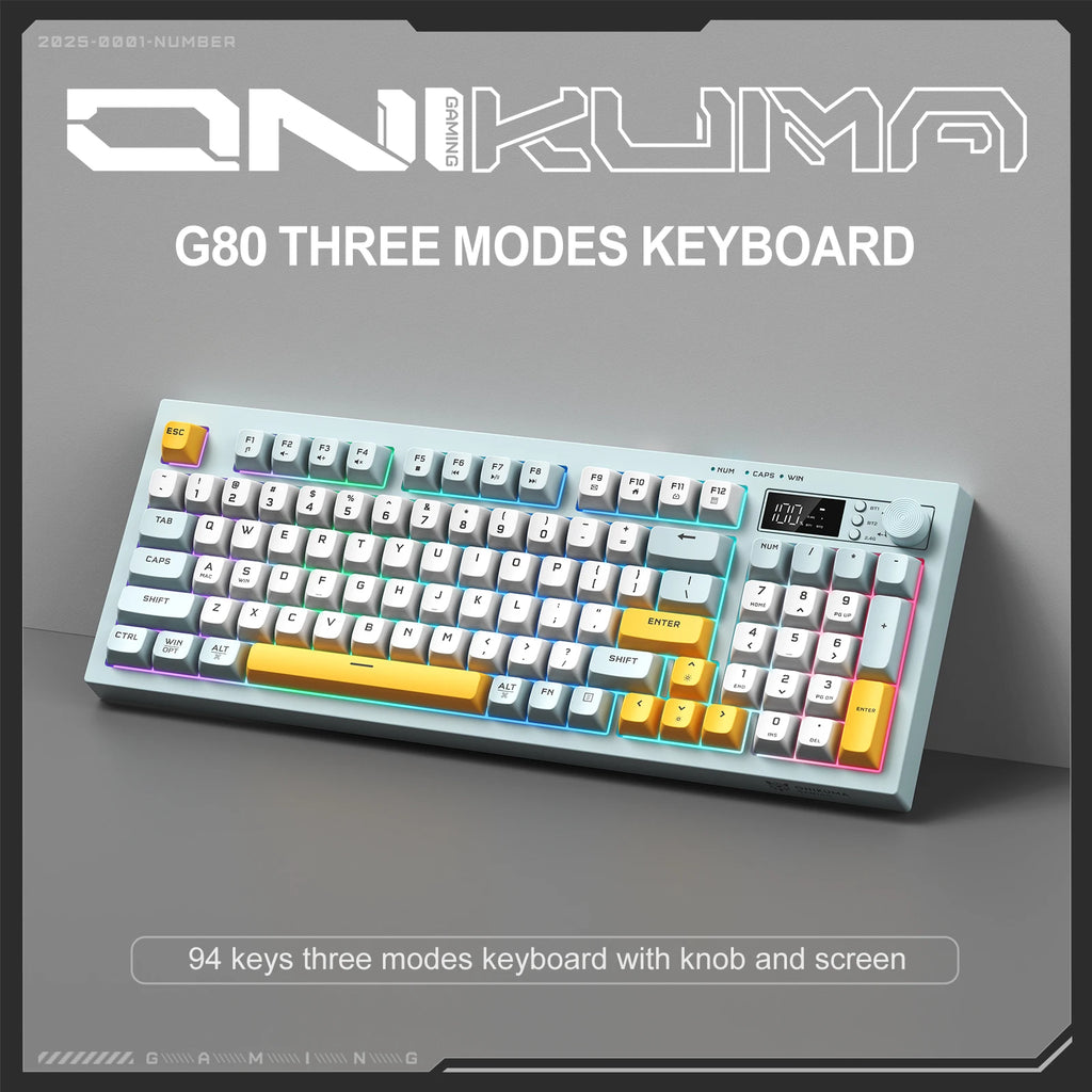 ONIKUMA G80 Wireless Bluetooth Gaming Keyboard with Screen