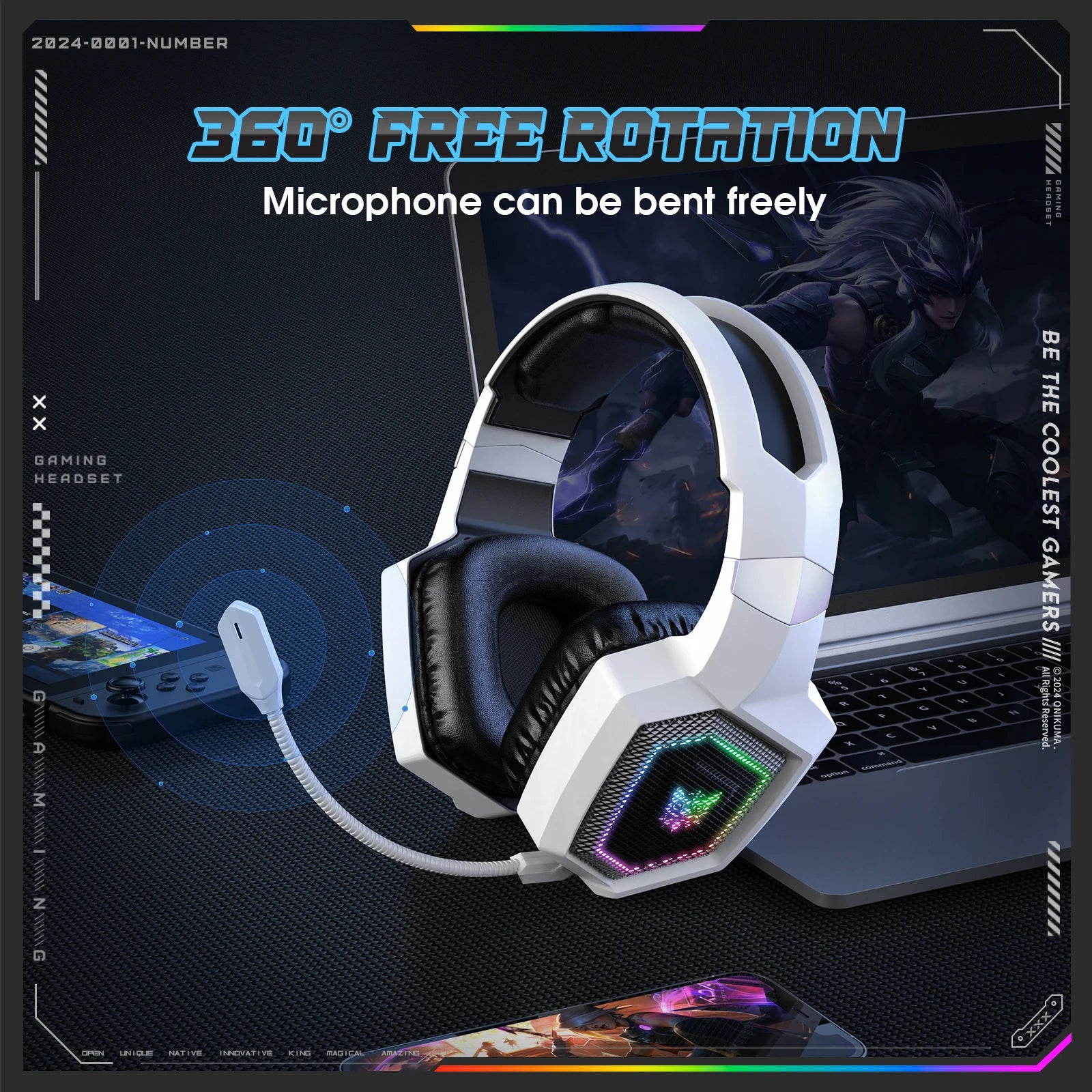 ONIKUMA 2.4GHz Wireless Gaming Headset For PS5 PS4 PC