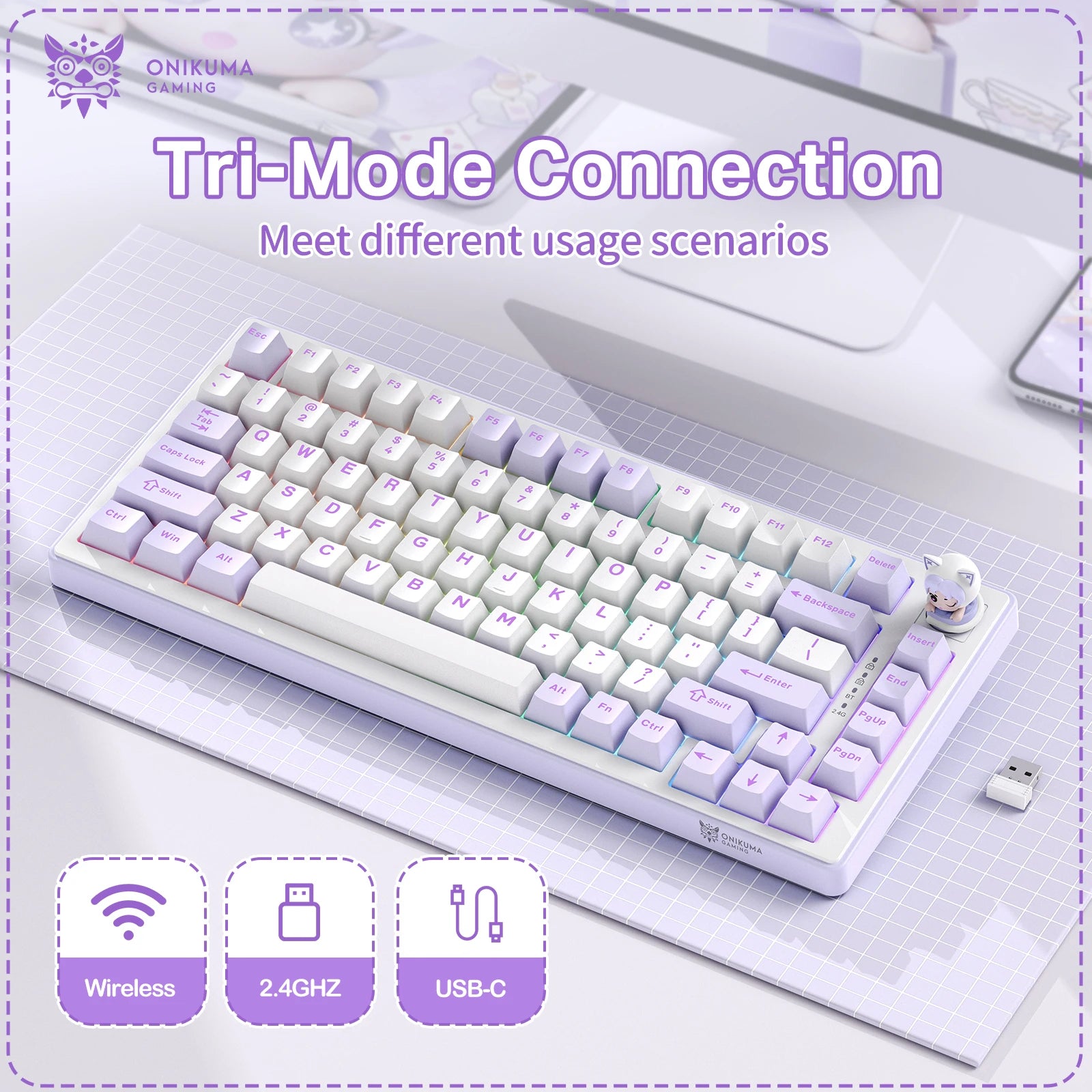 ONIKUMA MT707 Wireless Gaming Mechanical Keyboard