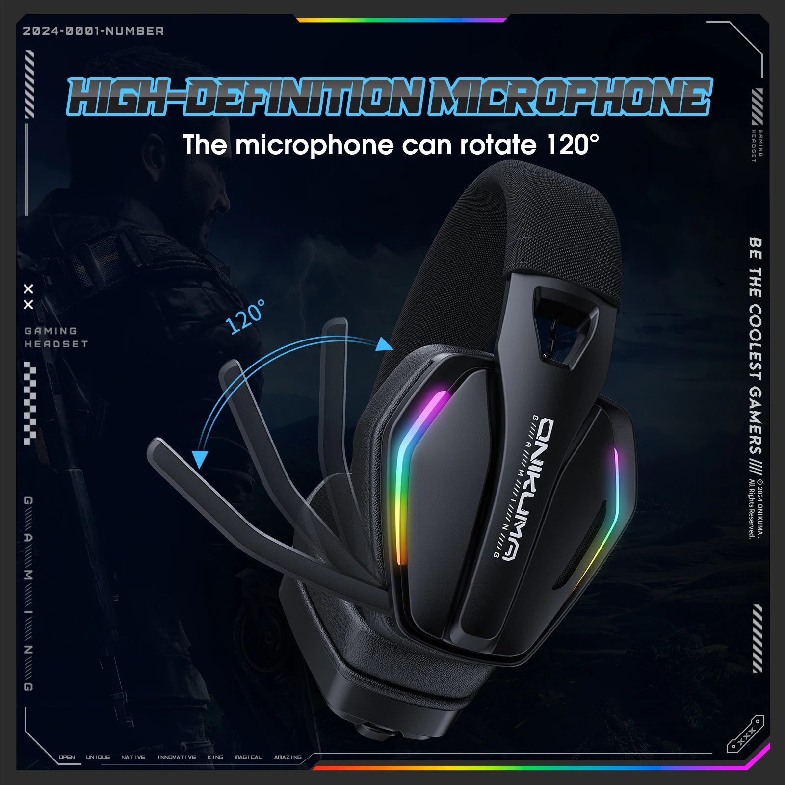 ONIKUMA GT826 Wireless Gaming Headset with Bluetooth