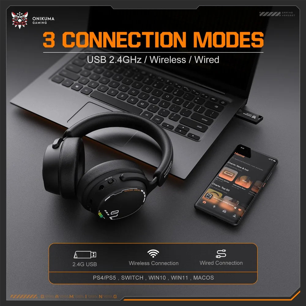 ONIKUMA GT886 Wireless Gaming Headset with Mic