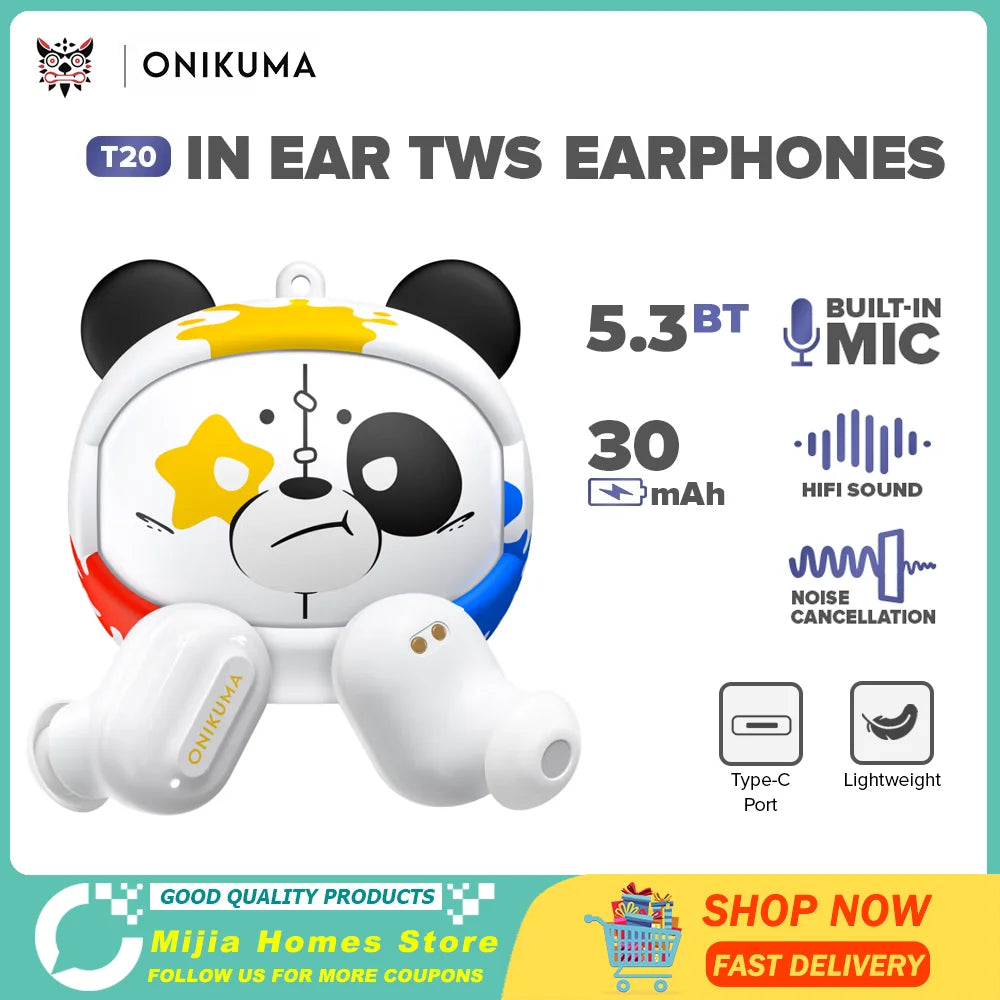 ONIKUMA T20 In Ear TWS Wireless Bluetooth Compatibility Earphones with Mic