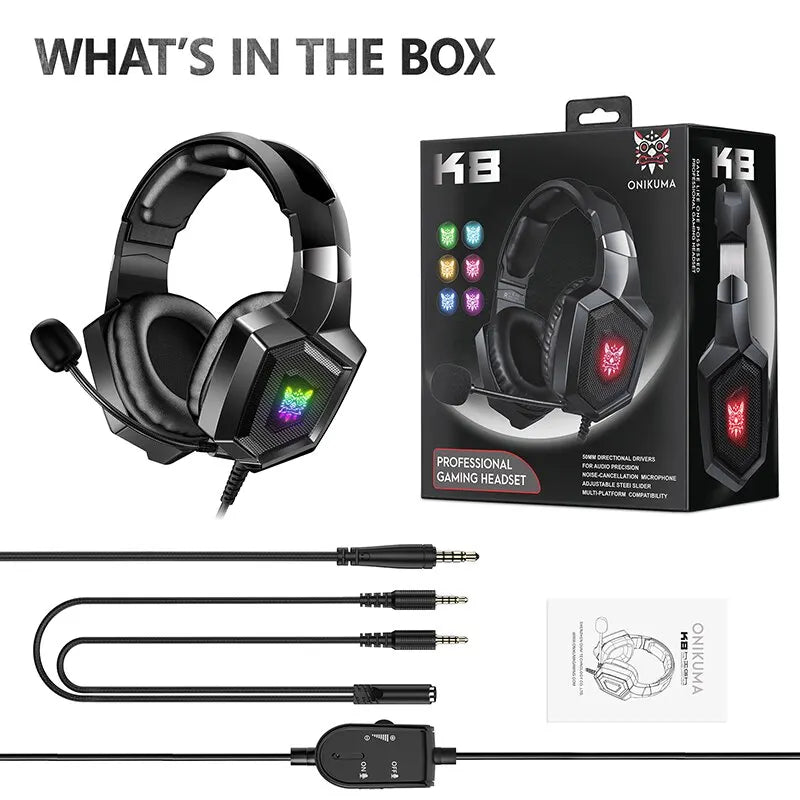 ONIKUMA Wired RGB Stereo Gaming Headphones With Mic