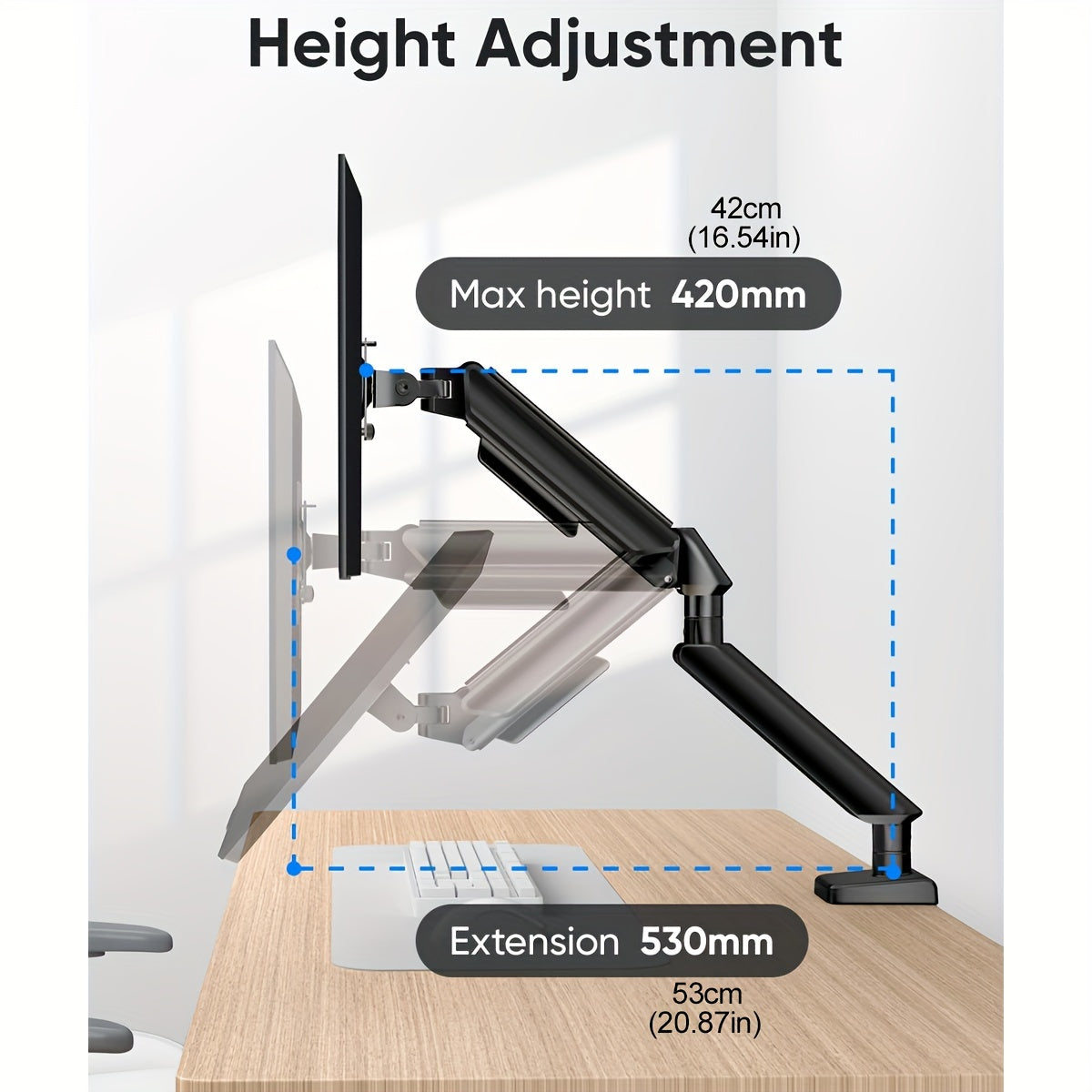 Adjustable Single or Dual Monitor Arm Desk Mount