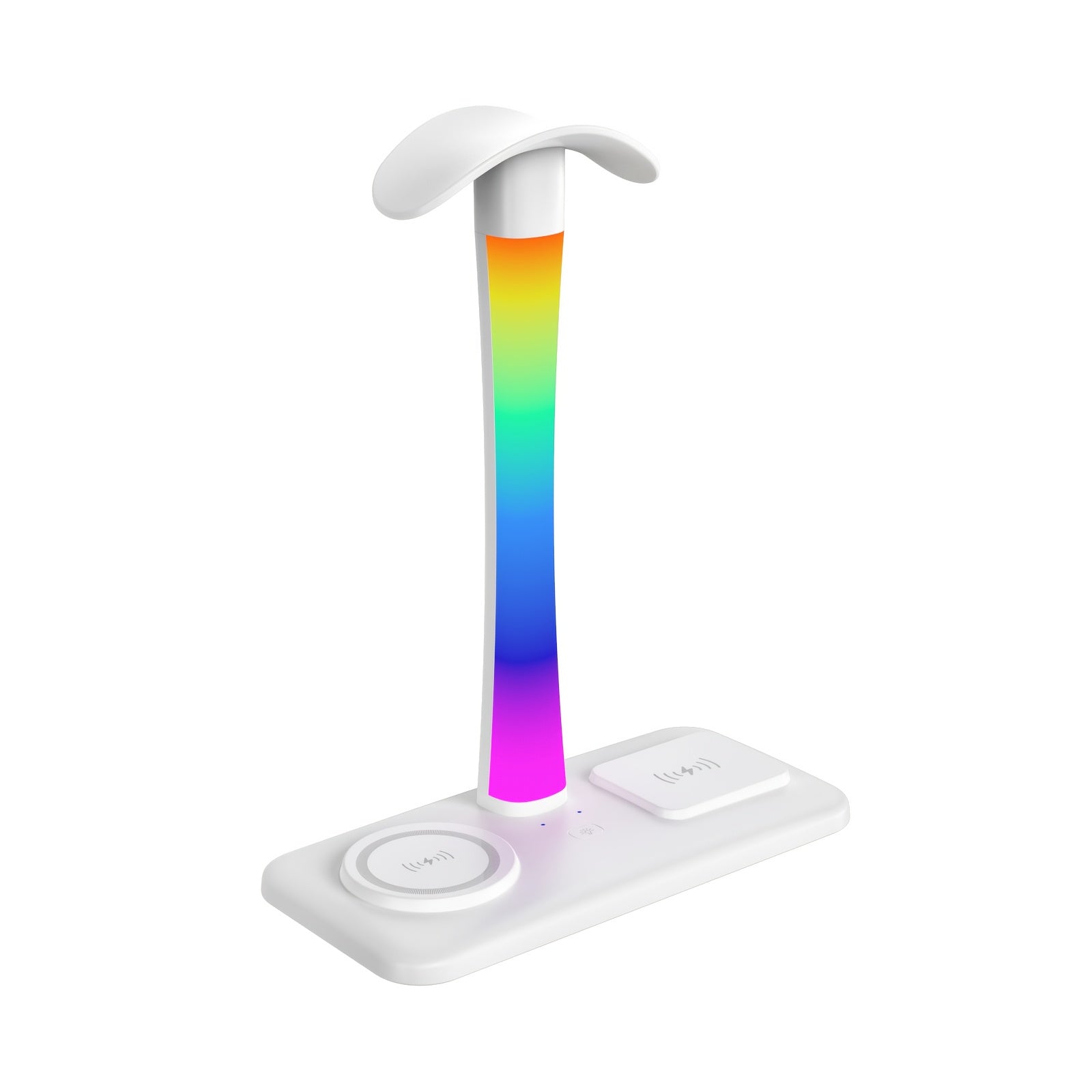 A Headphone Holder Featuring a Wireless Charger and RGB Lights