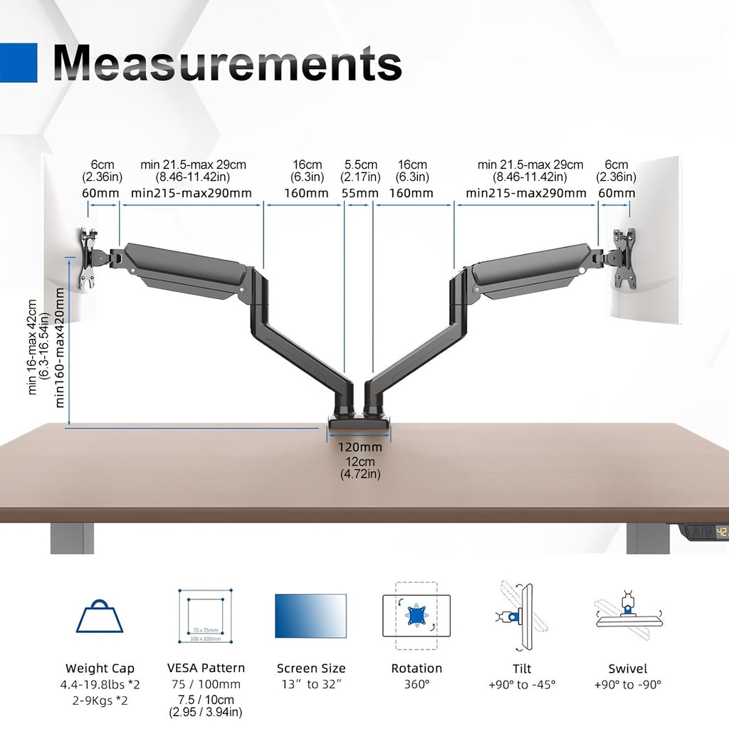 Adjustable Single or Dual Monitor Arm Desk Mount