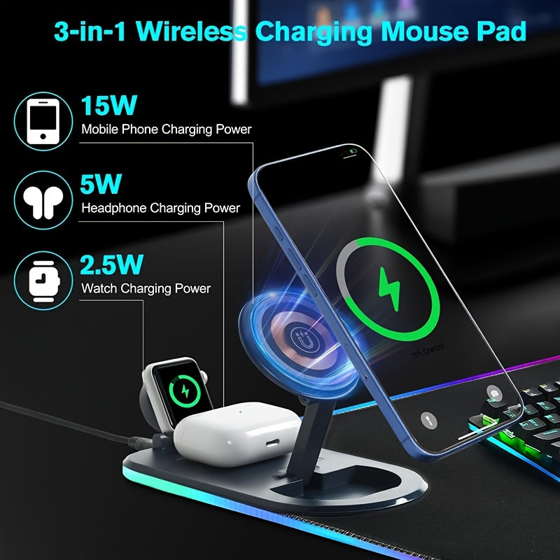 RGB Mouse Pad with a 4-in-1 Wireless Charging Station