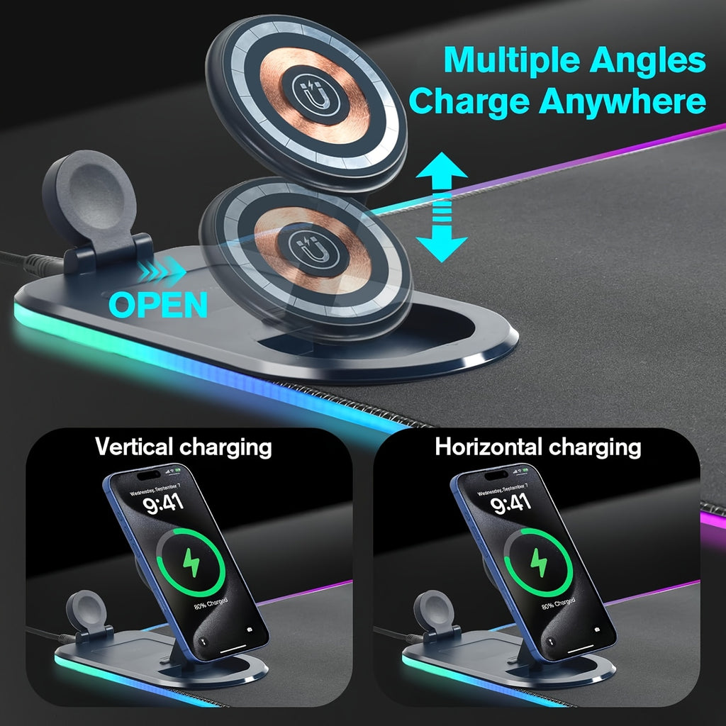 RGB Mouse Pad with a 4-in-1 Wireless Charging Station