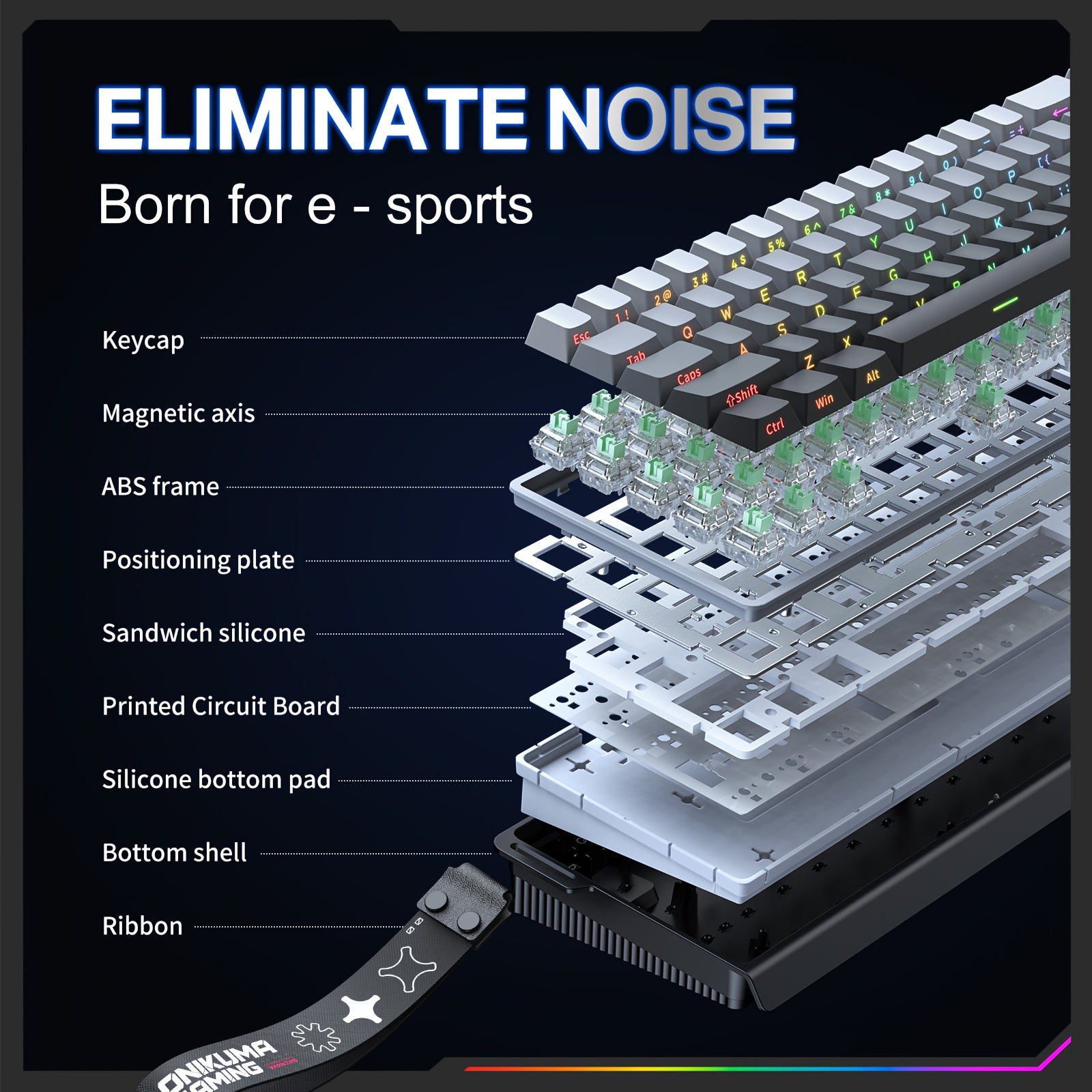 ONIKUMA Wired Mechanical PC Gaming Keyboard with RGB Backlight