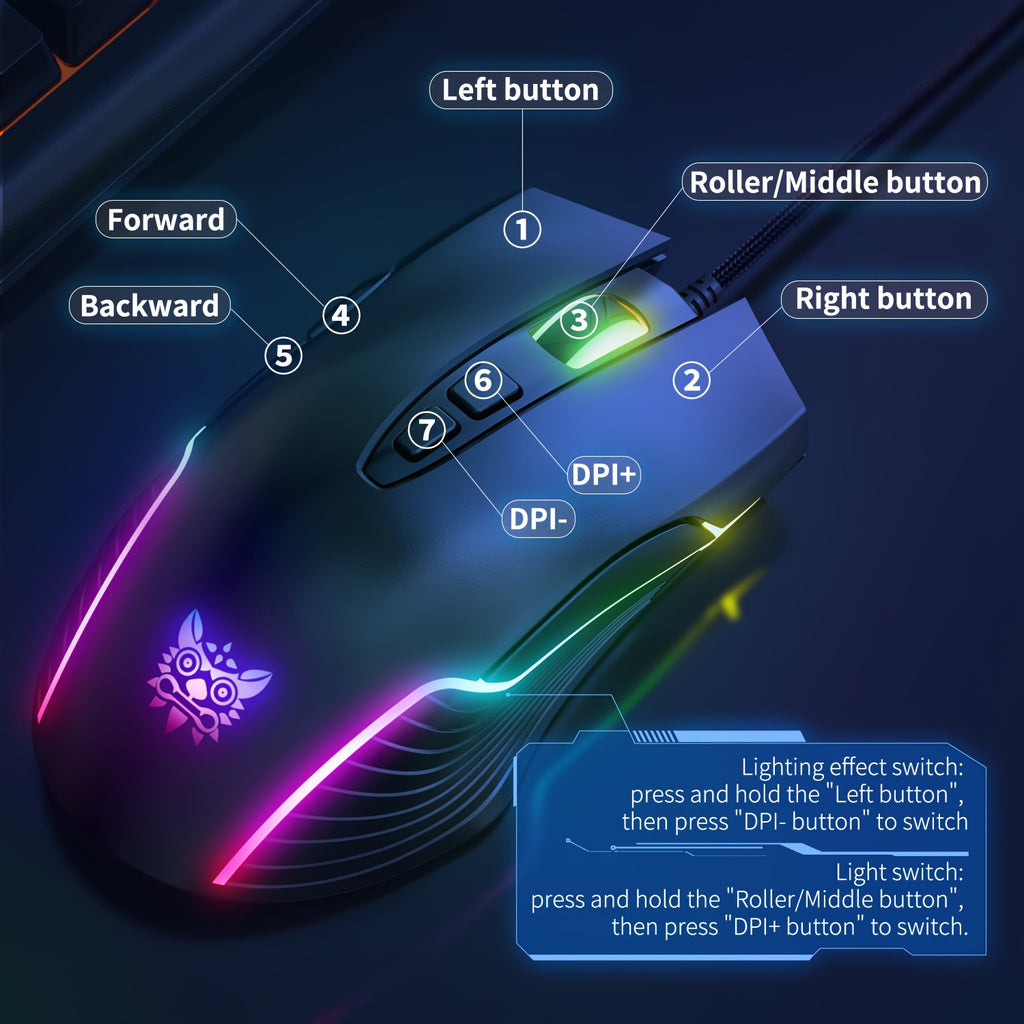 ONIKUMA Wired RGB Gaming Mouse