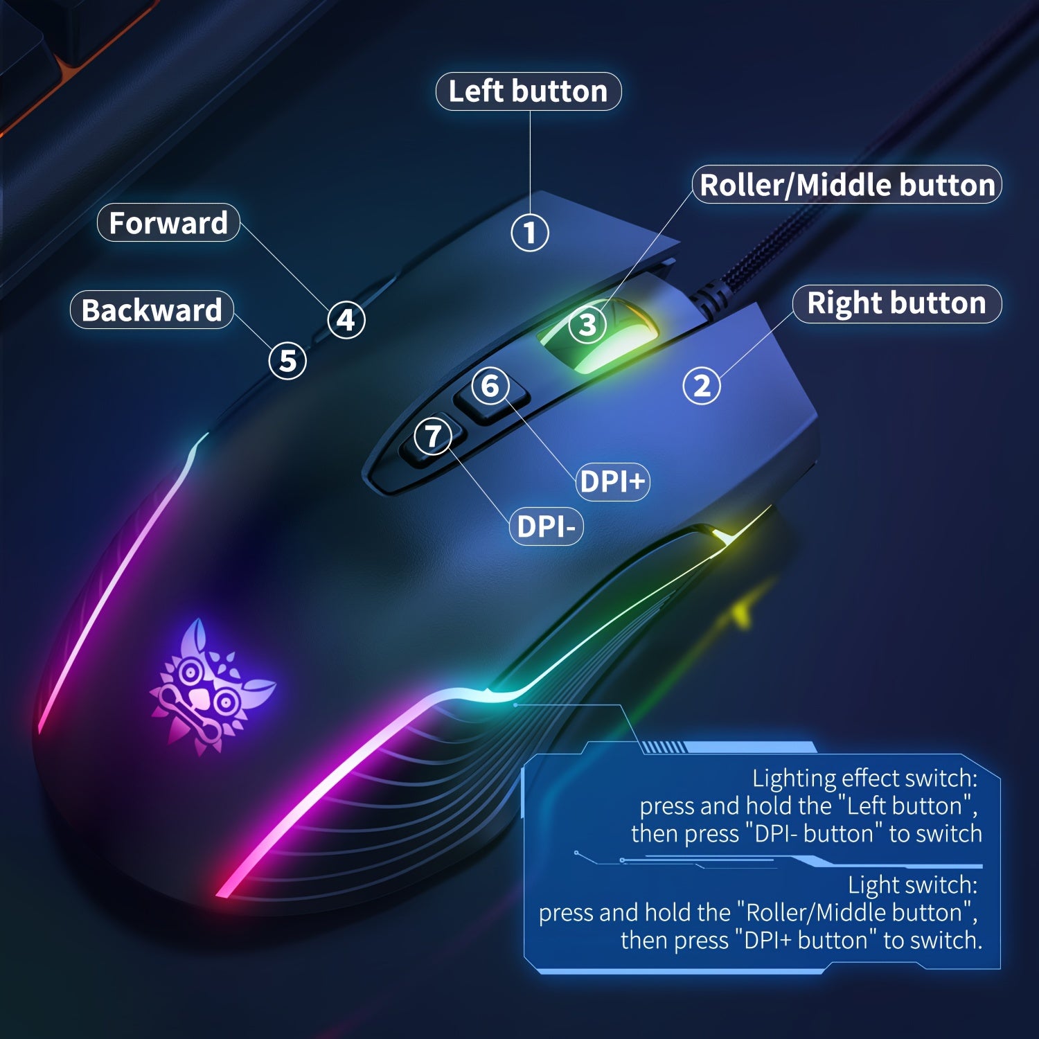 ONIKUMA Wired RGB Gaming Mouse
