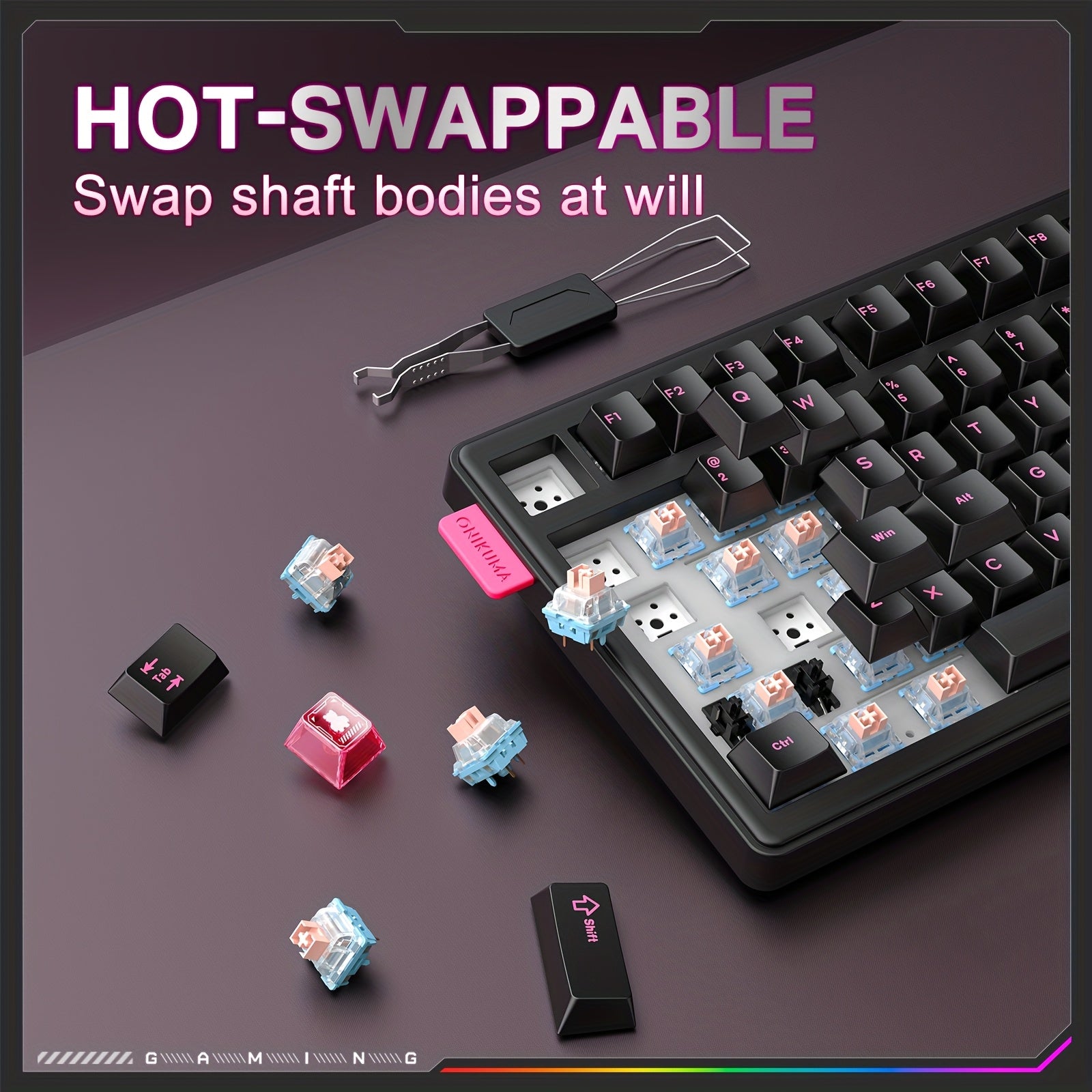 ONIKUMA Triple-Mode Wireless Mechanical Gaming Keyboard MT706